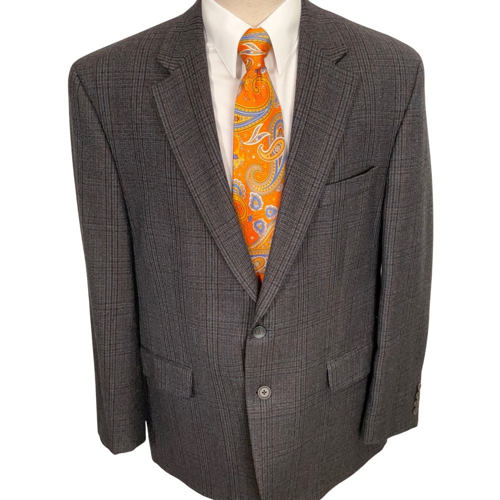 Lauren Ralph Lauren Blazer Mens 44R Gray Multi Glen Plaid Academic Heritage Wool